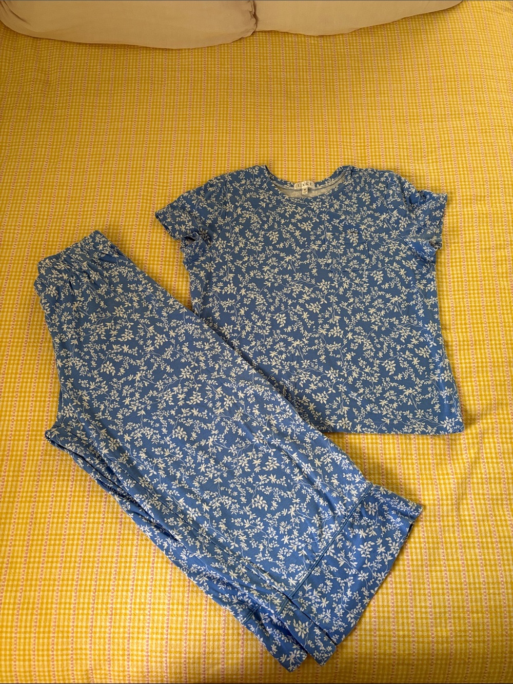 Blue Floral Women's Short Sleeve Pajama Set